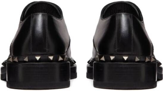 Valentino Garavani Zwarte Rockstud Leren Derby Schoenen Black Heren