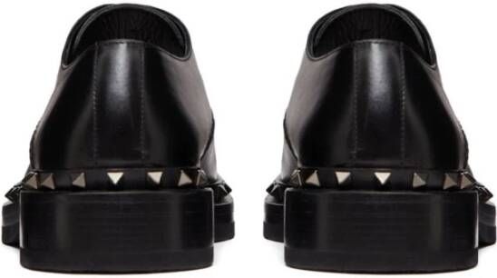 Valentino Garavani Zwarte Rockstud Leren Derby Schoenen Black Heren