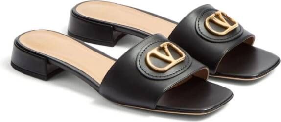 Valentino Garavani Zwarte Vierkante Sandalen met Open Teen