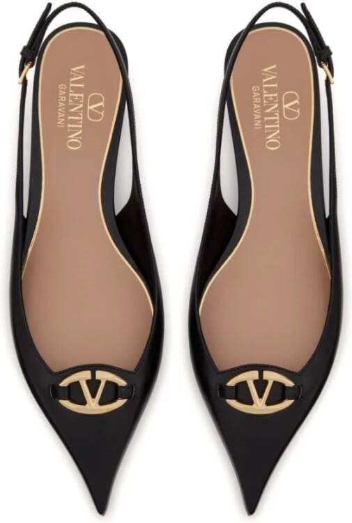 Valentino Garavani Zwarte VLogo leren slingback balletflats Black Dames