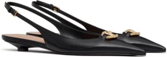 Valentino Garavani Zwarte VLogo leren slingback balletflats Black Dames