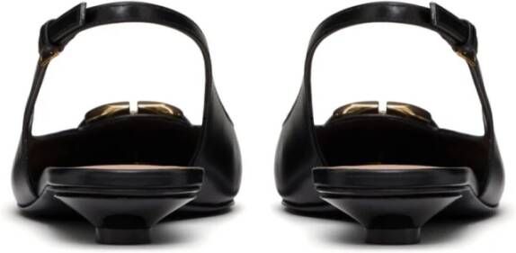 Valentino Garavani Zwarte VLogo leren slingback balletflats Black Dames