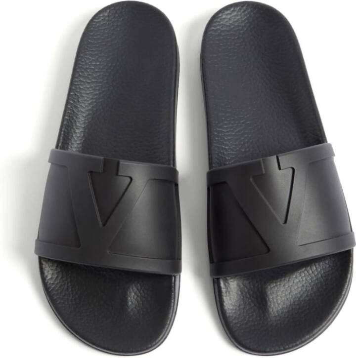 Valentino Garavani Zwarte VLogo Signature Platte Sandalen