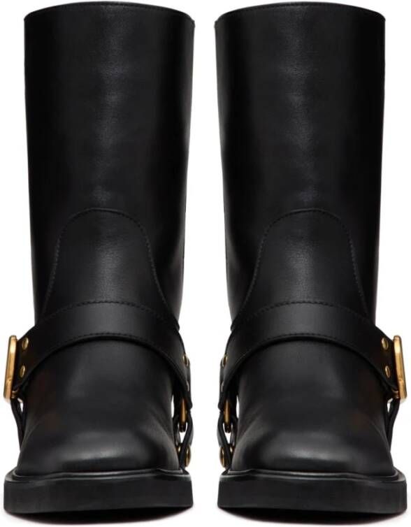 Valentino Garavani Zwarte VLogo Signature Square Toe Laarzen Black Dames