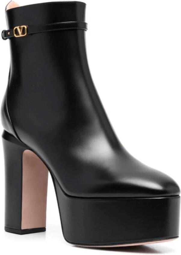 Valentino Logo-Gesp Enkellaarzen Black Dames