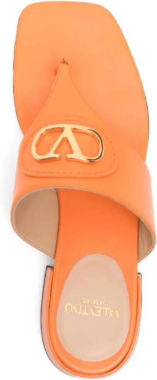 Valentino Oranje Leren Sandalen Slip-On Stijl