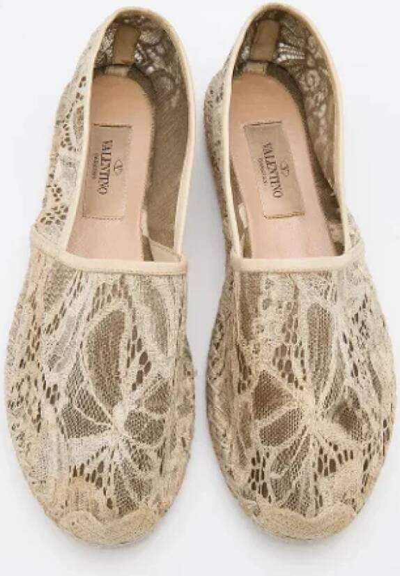 Valentino Vintage Pre-owned Lace flats Beige Dames