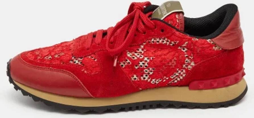 Valentino Vintage Pre-owned Lace sneakers Red Dames