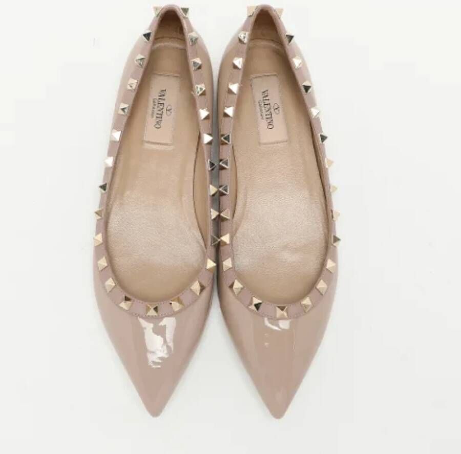 Valentino Vintage Pre-owned Leather flats Beige Dames