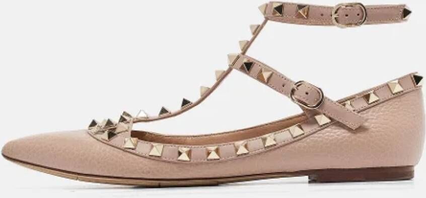 Valentino Vintage Pre-owned Leather flats Beige Dames