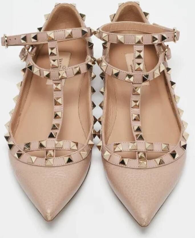 Valentino Vintage Pre-owned Leather flats Beige Dames