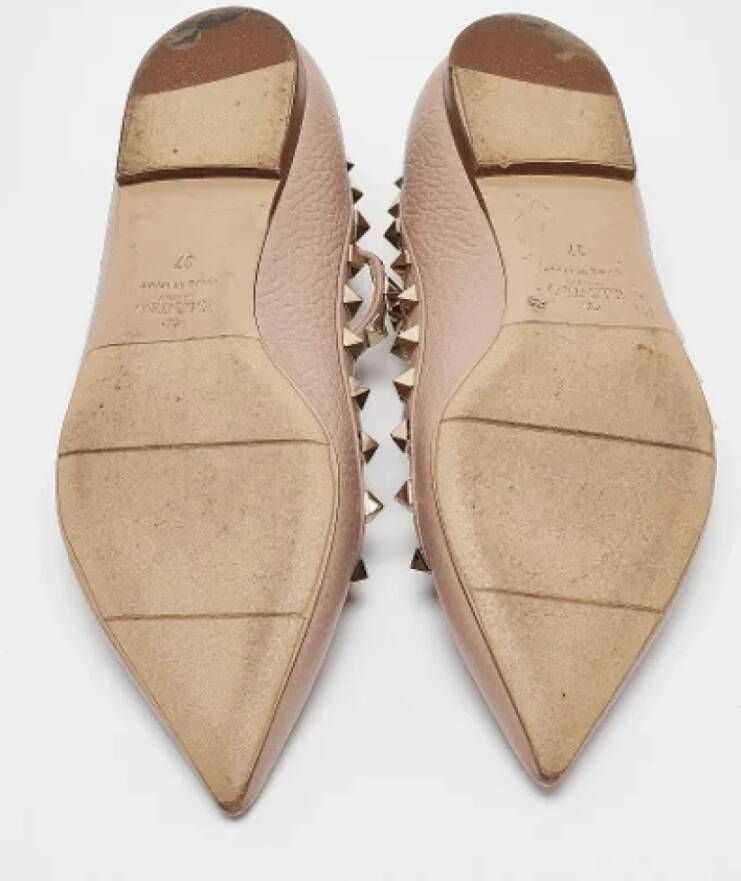 Valentino Vintage Pre-owned Leather flats Beige Dames