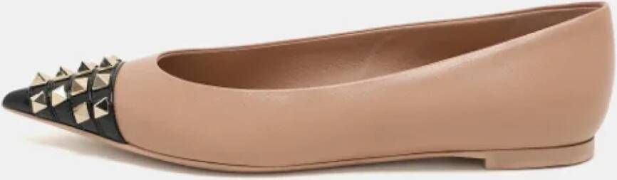 Valentino Vintage Pre-owned Leather flats Beige Dames