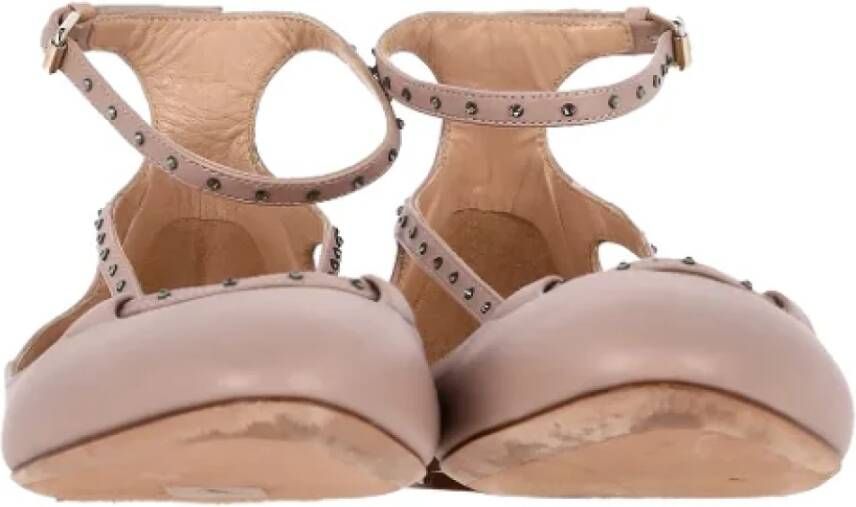 Valentino Vintage Pre-owned Leather flats Beige Dames