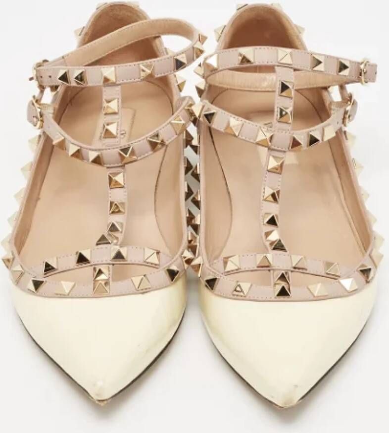 Valentino Vintage Pre-owned Leather flats Beige Dames