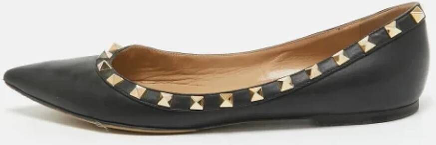 Valentino Vintage Pre-owned Leather flats Black Dames