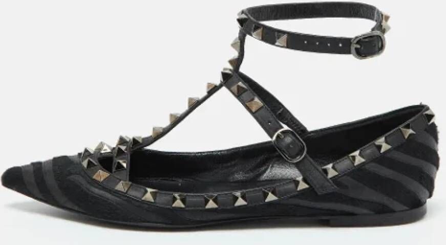 Valentino Vintage Pre-owned Leather flats Black Dames