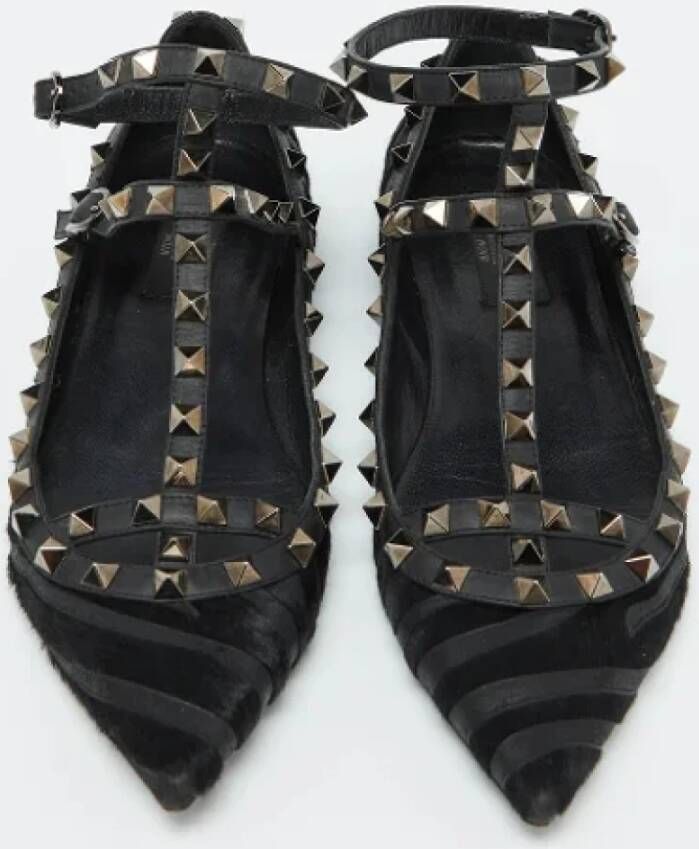 Valentino Vintage Pre-owned Leather flats Black Dames