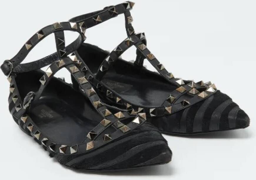 Valentino Vintage Pre-owned Leather flats Black Dames