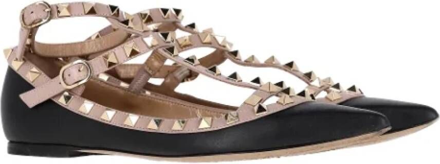 Valentino Vintage Pre-owned Leather flats Black Dames