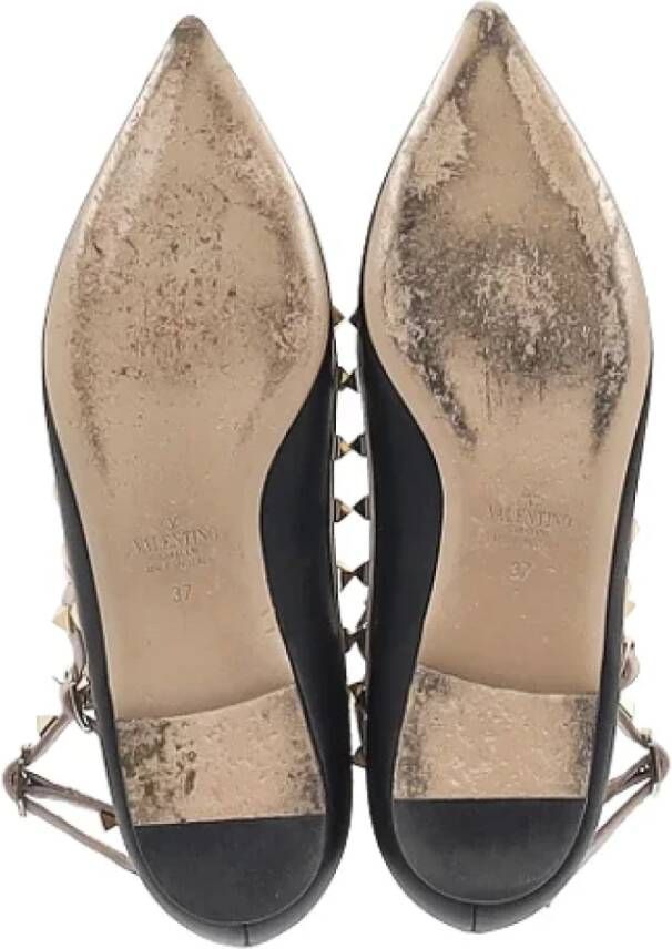 Valentino Vintage Pre-owned Leather flats Black Dames