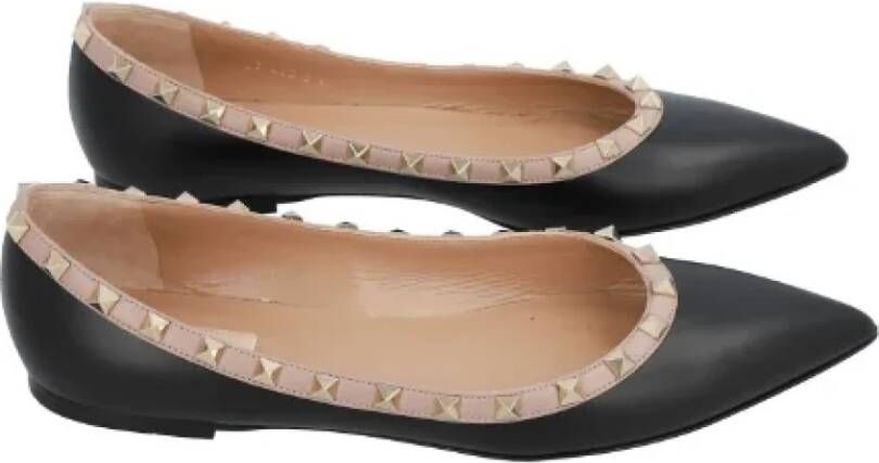 Valentino Vintage Pre-owned Leather flats Black Dames