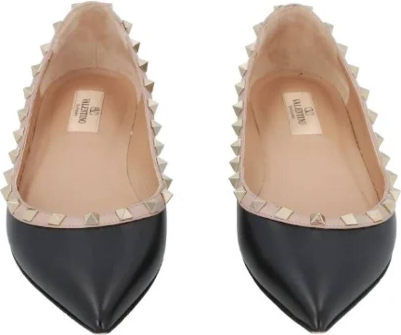 Valentino Vintage Pre-owned Leather flats Black Dames