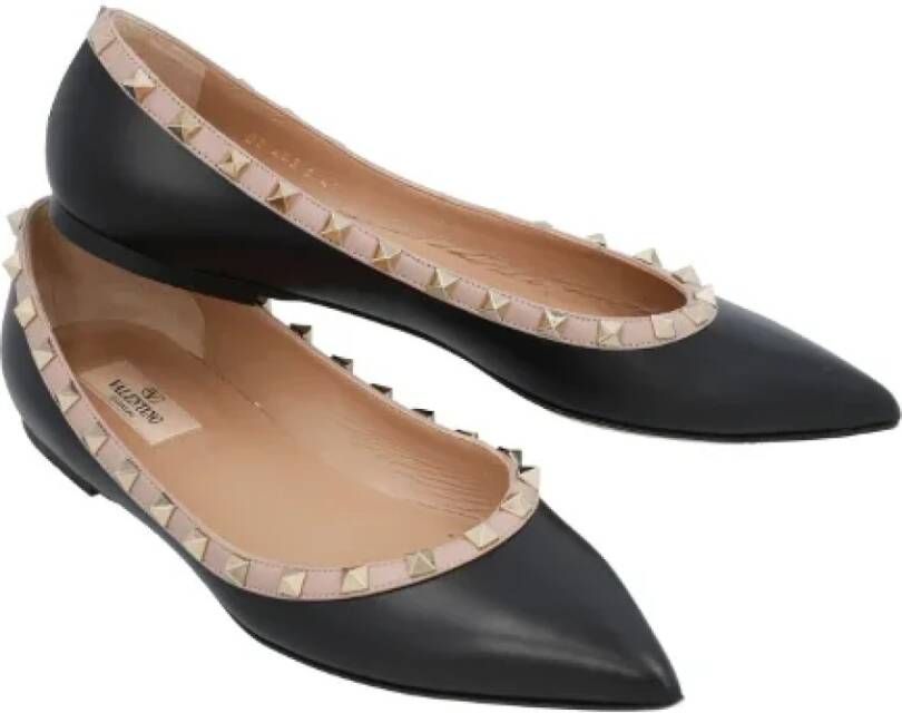 Valentino Vintage Pre-owned Leather flats Black Dames