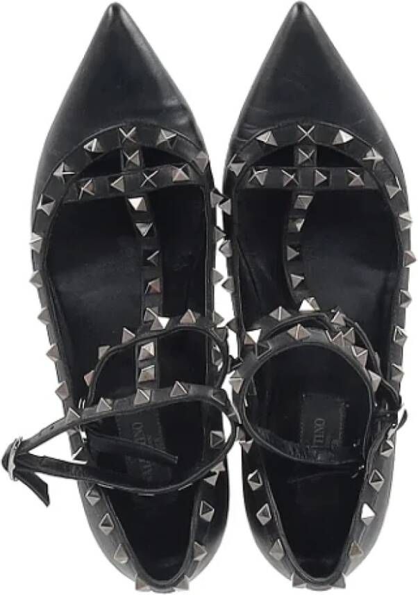 Valentino Vintage Pre-owned Leather flats Black Dames