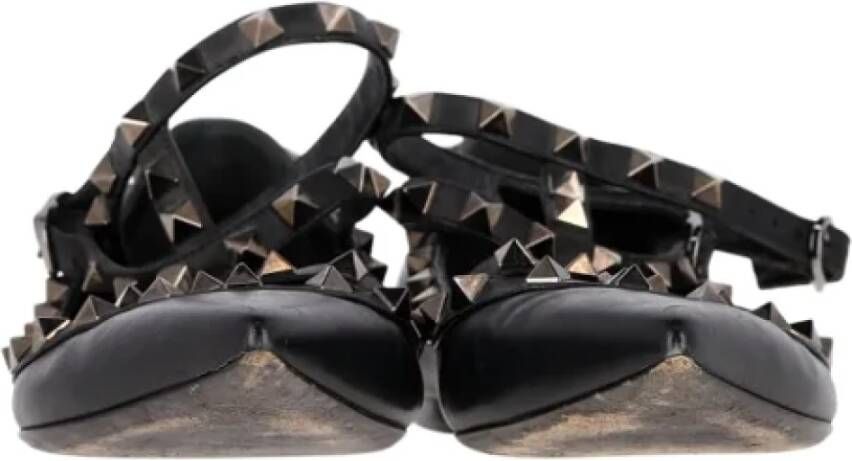 Valentino Vintage Pre-owned Leather flats Black Dames