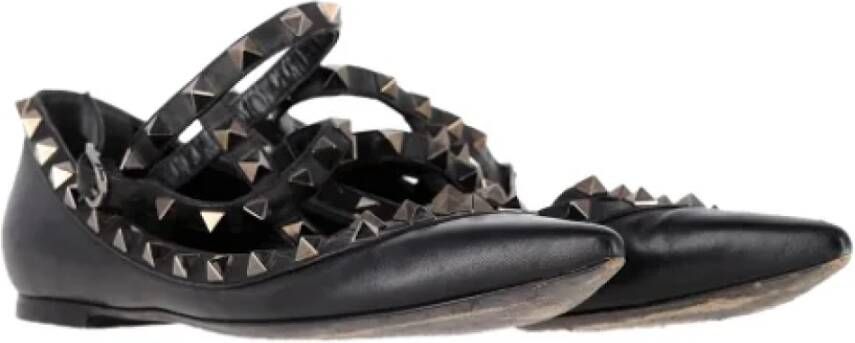 Valentino Vintage Pre-owned Leather flats Black Dames