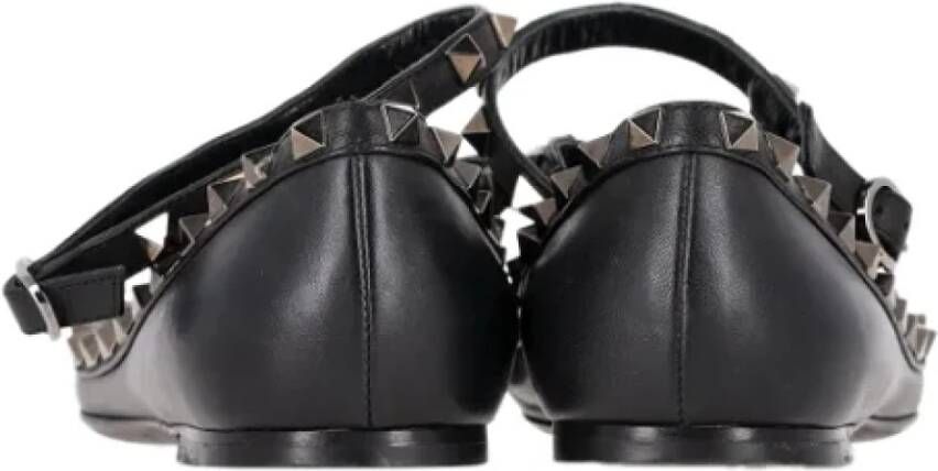 Valentino Vintage Pre-owned Leather flats Black Dames