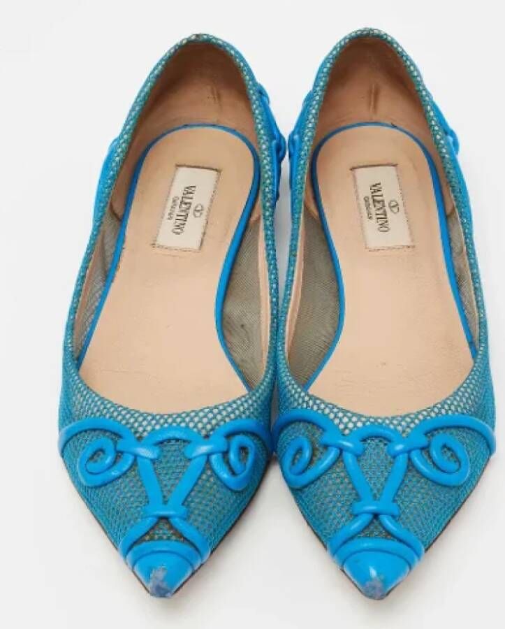 Valentino Vintage Pre-owned Leather flats Blue Dames