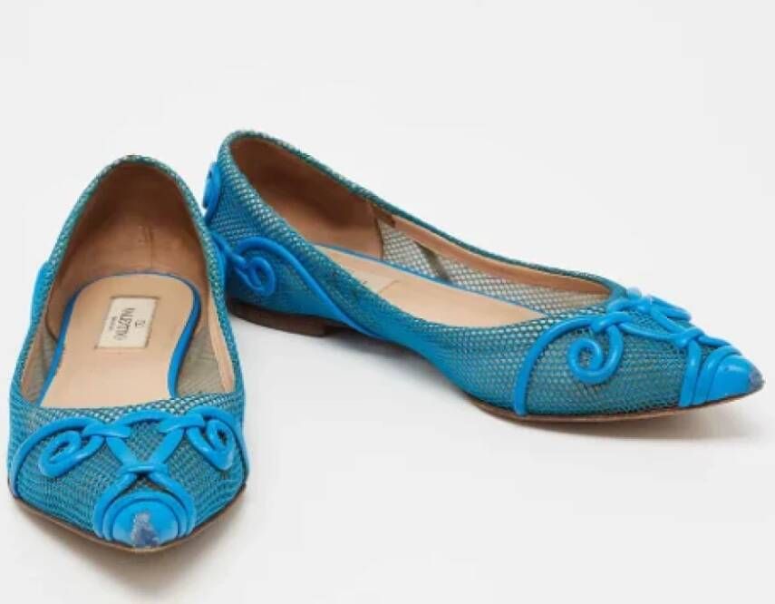 Valentino Vintage Pre-owned Leather flats Blue Dames