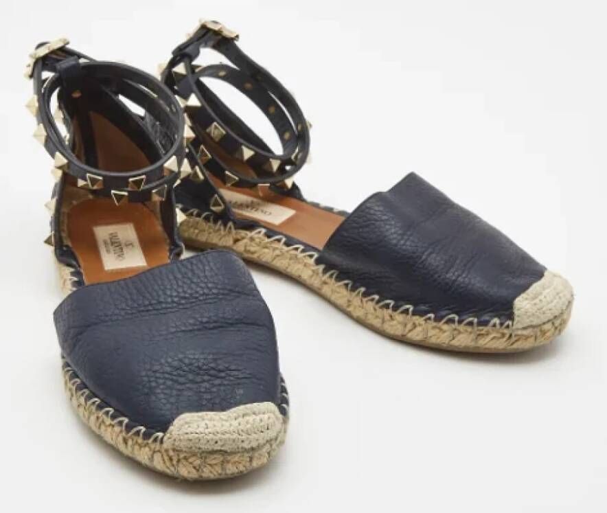 Valentino Vintage Pre-owned Leather flats Blue Dames
