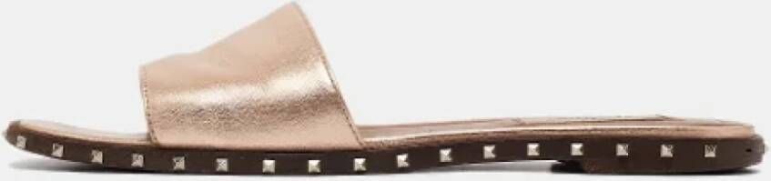 Valentino Vintage Pre-owned Leather flats Gray Dames