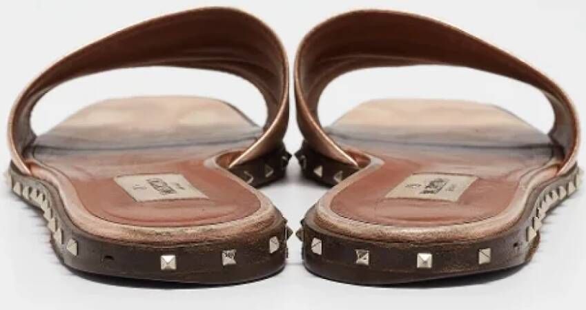 Valentino Vintage Pre-owned Leather flats Gray Dames