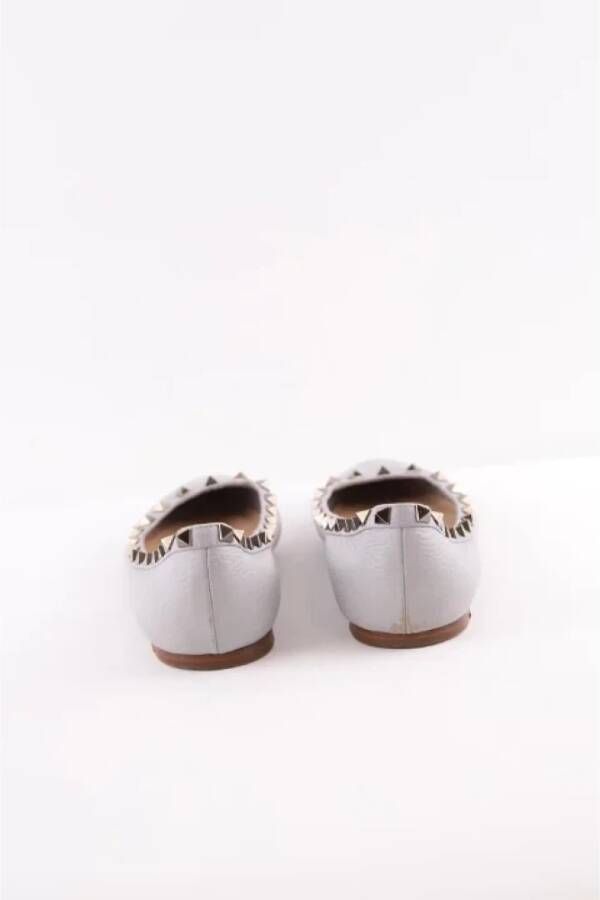 Valentino Vintage Pre-owned Leather flats Gray Dames