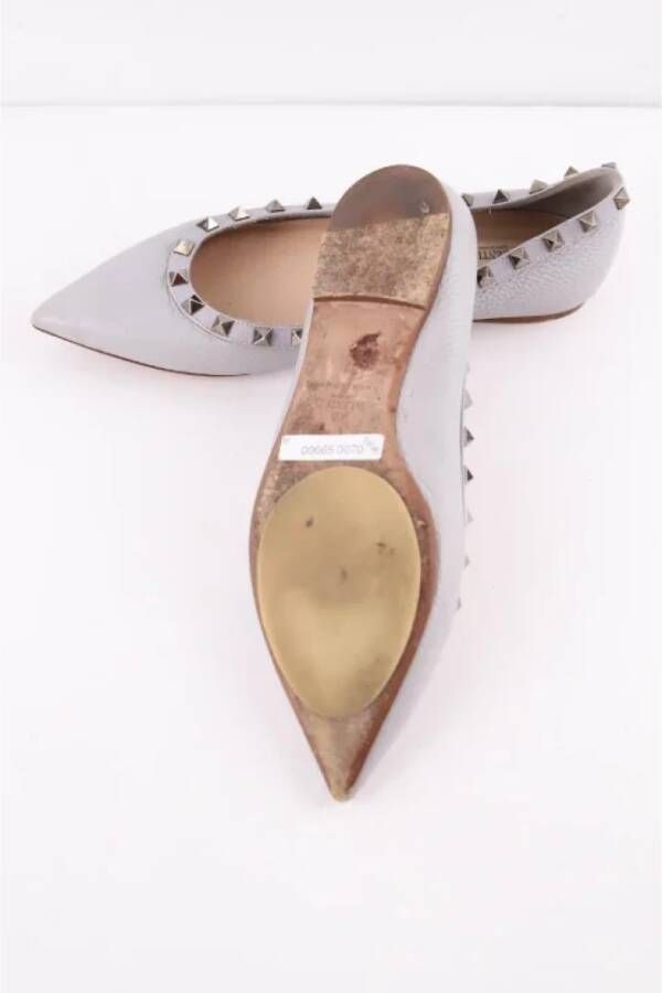 Valentino Vintage Pre-owned Leather flats Gray Dames