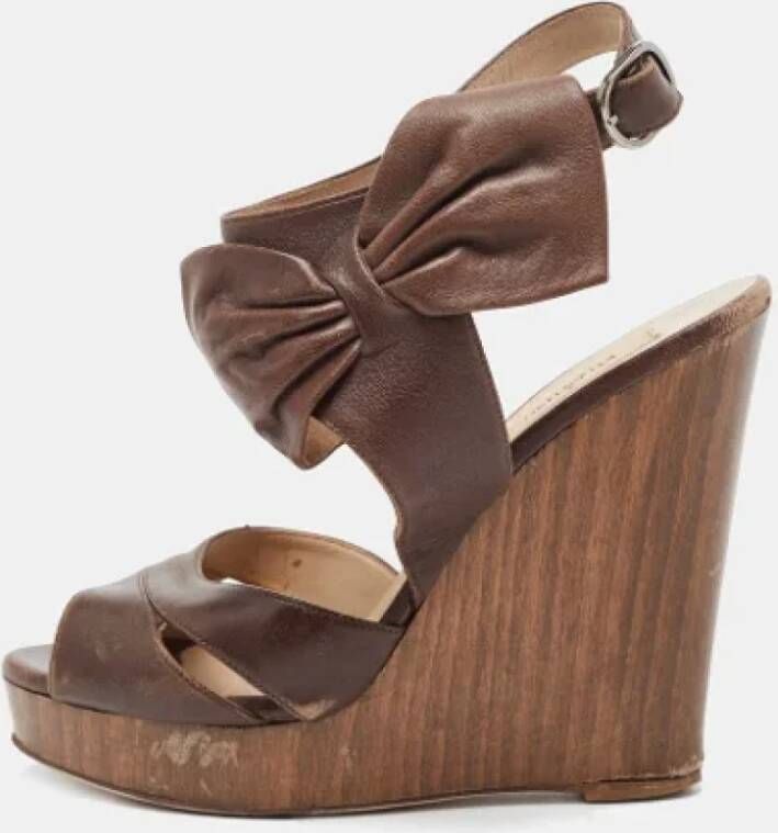 Valentino Vintage Pre-owned Leather sandals Brown Dames