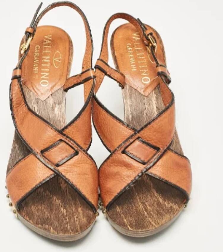 Valentino Vintage Pre-owned Leather sandals Brown Dames