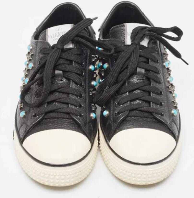 Valentino Vintage Pre-owned Leather sneakers Black Dames