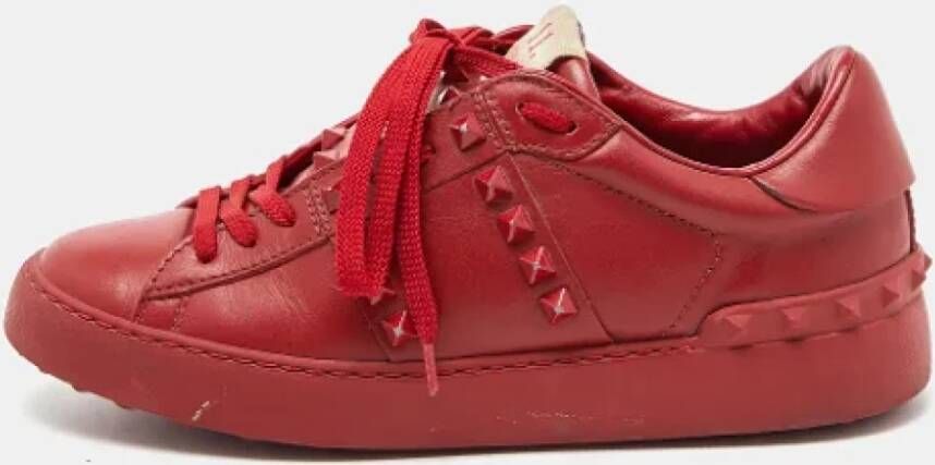 Valentino Vintage Pre-owned Leather sneakers Red Dames