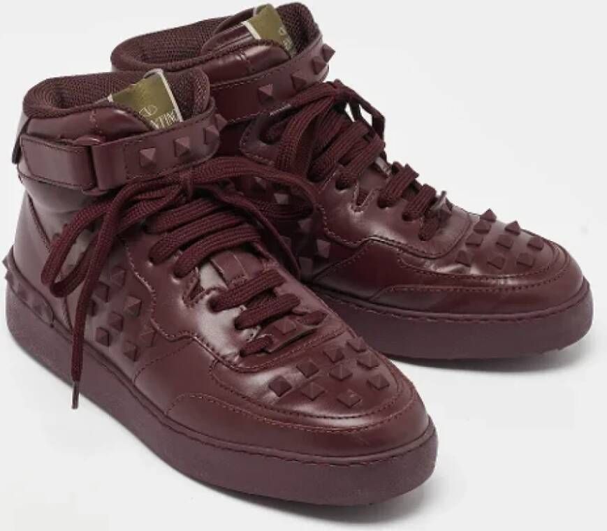 Valentino Vintage Pre-owned Leather sneakers Red Dames