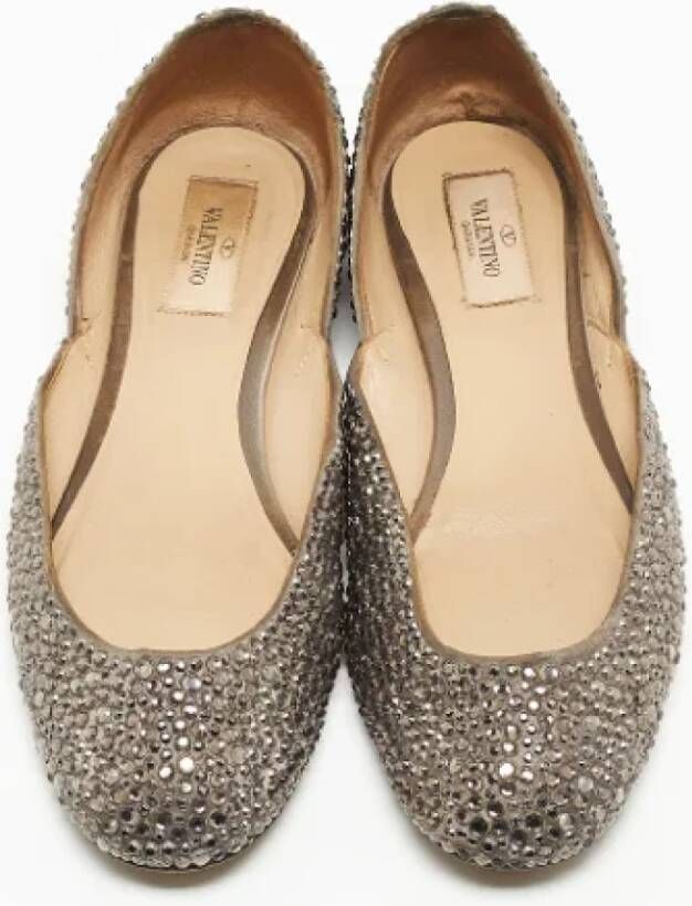 Valentino Vintage Pre-owned Satin flats Gray Dames