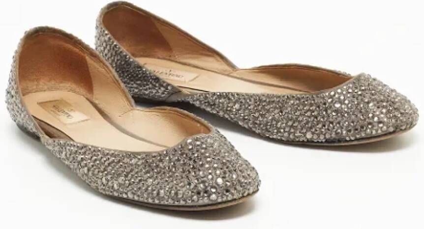 Valentino Vintage Pre-owned Satin flats Gray Dames