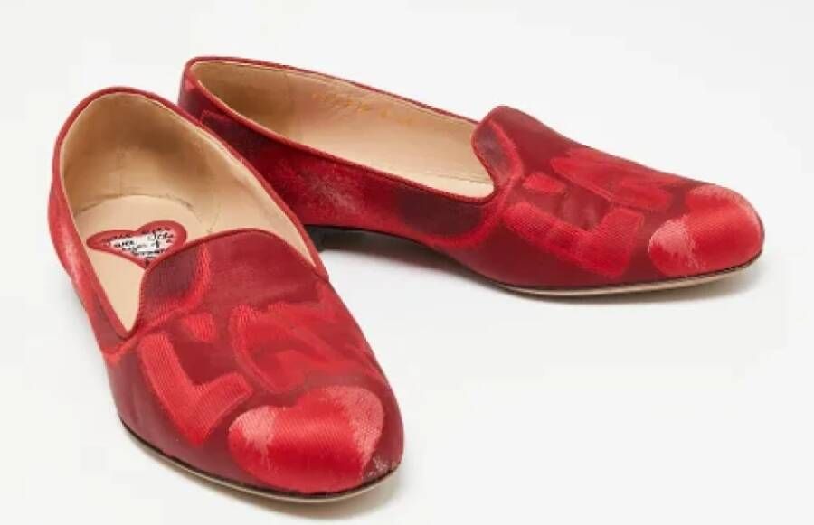 Valentino Vintage Pre-owned Satin flats Red Dames