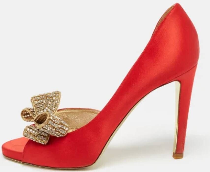 Valentino Vintage Pre-owned Satin heels Red Dames