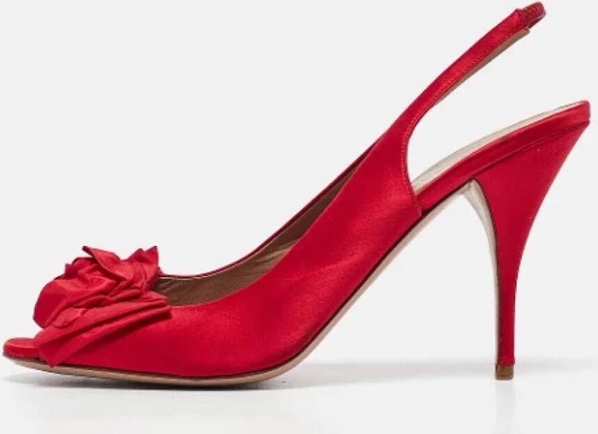 Valentino Vintage Pre-owned Satin heels Red Dames