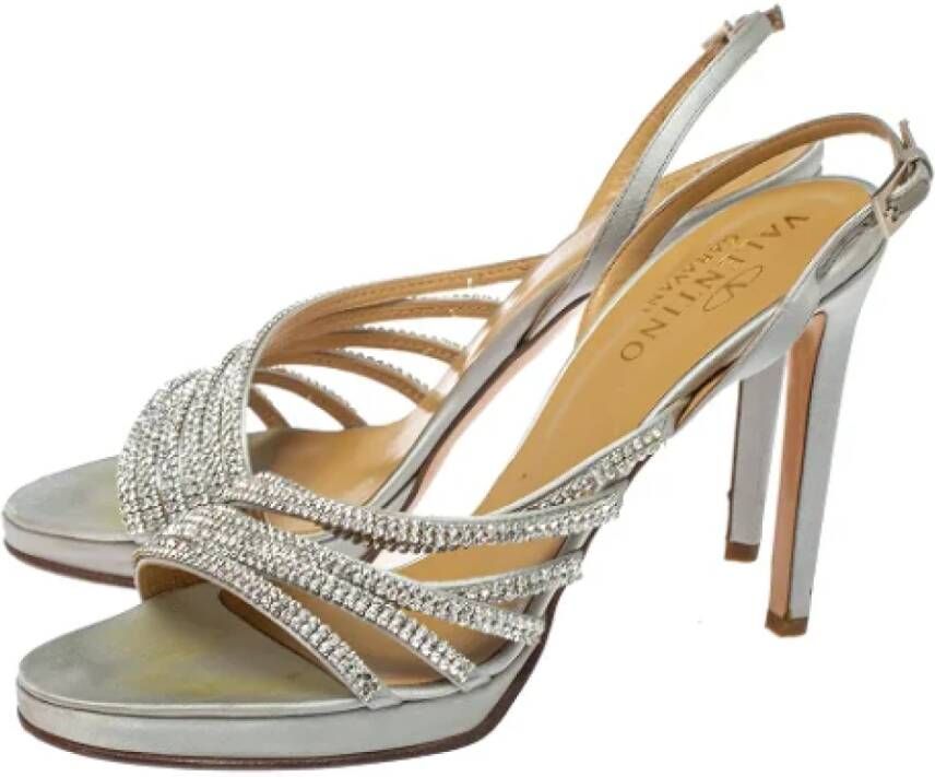 Valentino Vintage Pre-owned Satin sandals Gray Dames